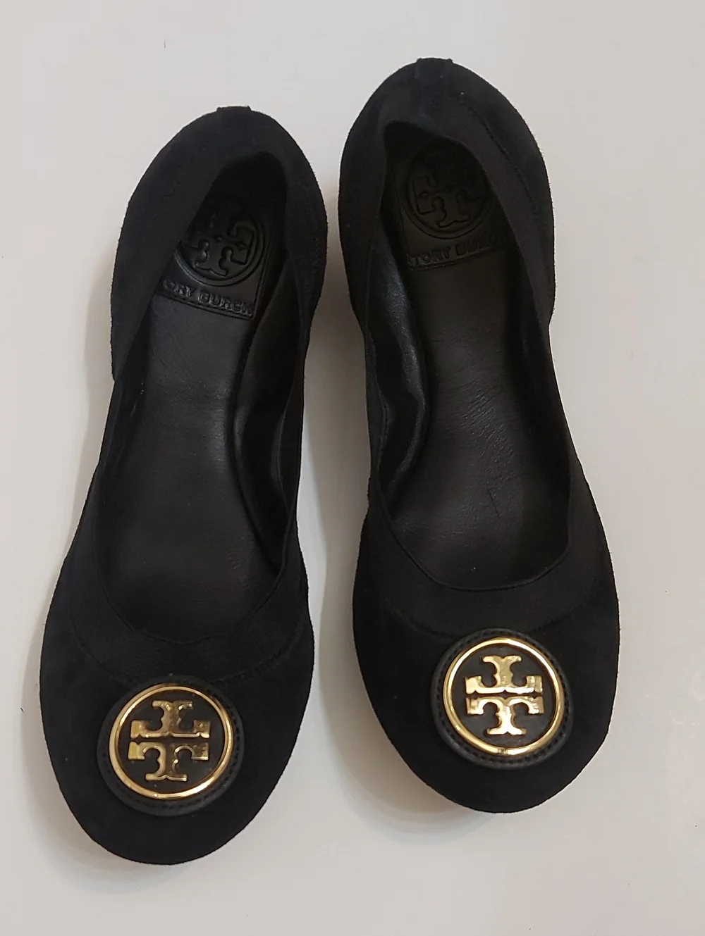 Tory Burch black leather ballet flats, size 7.5